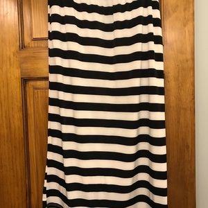 Black and white striped midi skirt